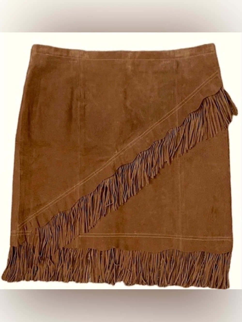 Scully Leather Suede Fringe Skirt Brown Medium NWT